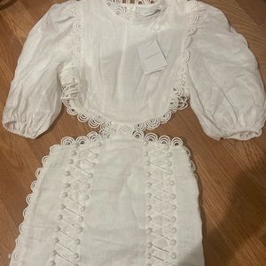 Zimmmermann NWT Cut-out Lace-up White Dress